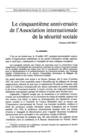 Le cinquantième anniversaire de l'Association internationale de la sécurité sociale