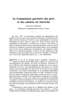 La Commission paritaire des prix et des salaires en Autriche