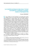 La mobilité professionnelle dans l'Union européenne: quelques constats, enjeux et perspectives