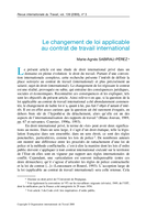 Le changement de loi applicable au contrat de travail international
