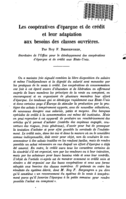 Les coopératives d'épargne et de crédit et leur adaptation aux besoins des classes ouvrières