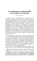 La réadaptation professionnelle des invalides en Australie