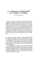 La réadaptation professionnelle des invalides en Pologne