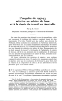 L'enquête de 1952-53 relative au salaire de base et à la durée du travail en Australie