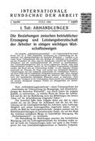 The relation between industrial production and the worker's disposition to performance in some important branches of industry