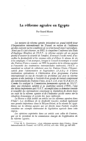 La réforme agraire en Egypte