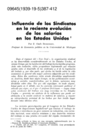 Influencia de los Sindicatos en la reciente evolución de los salarios en los Estados Unidos