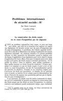Problèmes internationaux de sécurité sociale: II