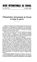 L'Organisation internationale du Travail en temps de guerre