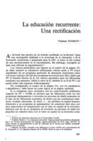 La educación recurrente: una rectificación