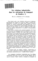 Les relations industrielles dans les entreprises de transport de Londres: I