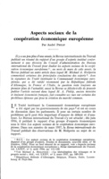Aspects sociaux de la coopération économique européenne