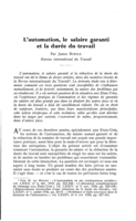 L'automation, le salaire garanti et la durée du travail
