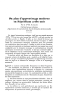 Un plan d'apprentissage moderne en République Arabe unie