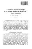 L'assurance sociale en Europe et Ia sécurité sociale aux Etats-Unis: analyse comparative