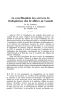 La coordination des services de réadaptation des invalides au Canada