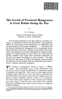 The growth of personnel management in Great Britain during the war