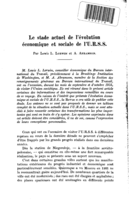 Le stade actuel de l'évolution économique et sociale de l'U.R.S.S.
