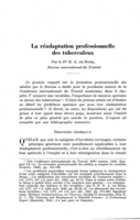 La réadaptation professionnelle des tuberculeux
