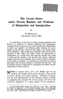The Levant states under French mandate and problems of emigration and immigration