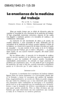La enseñanza de la medicina del trabajo