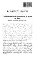 Contribution à l'étude des conditions de travail au Liban