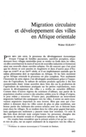 Migration circulaire et développement des villes en Afrique orientale