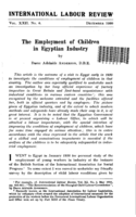 The employment of children in Egyptian industry