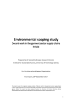 Environmental scoping study: decent work in the garment sector supply chains in Asia, final report, 29th September 2017