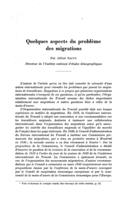 Quelques aspects du problème des migrations