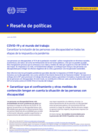 COVID-19 y el mundo del trabajo: garantizar la inclusión de las personas con discapacidad en todas las etapas de la respuesta a la pandemia