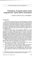 Evaluation of special public works programmes: some policy conclusions