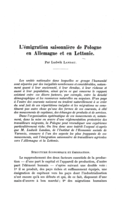 L'émigration saisonnière de Pologne en Allemagne et en Lettonie