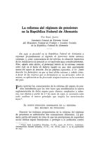 La reforma del régimen de pensiones en la República Federal de Alemania