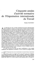 Cinquante années d'activité normative de l'Organisation internationale du Travail