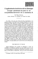 L'application du droit du travail en Allemagne envisagée spécialement du point de vue de la juridiction du travail et de la conciliation: II