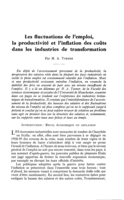 Les fluctuations de l'emploi, la productivité et l'inflation des coûts dans les industries de transformation