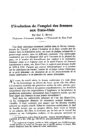 L'évolution de l'emploi des femmes aux Etats-Unis