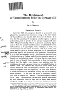 The development of unemployment relief in Germany: II