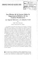 Los efectos de la guerra sobre la importancia relativa de los centros productores con especial referencia a la industria textil