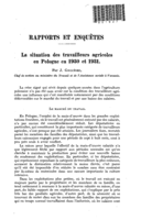 La situation des travailleurs agricoles en Pologne en 1930 et 1931