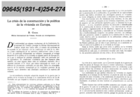 La crisis de la construcción y la política de la vivienda en Europa