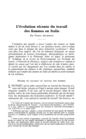 L'évolution récente du travail des femmes en Italie