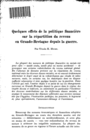 Quelques effets de la politique financière sur la répartition du revenu en Grande-Bretagne depuis la guerre