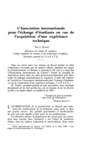 L'association internationale pour l'échange d'étudiants en vue de l'acquisition d'une expérience technique