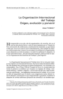 La Organización Internacional del Trabajo : origen, evolución y porvenir