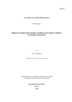 Dispute prevention and resolution in public services labour relations: good policy and practice