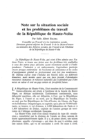 Note sur la situation sociale et les problèmes du travail de la République de Haute-Volta