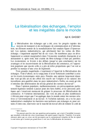 La libéralisation des échanges, l'emploi et les inégalités dans le monde