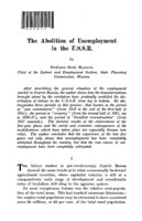 The abolition of unemployment in the U.S.S.R.